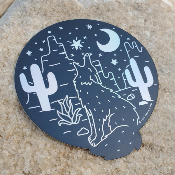 Coyote Moon Holographic Sticker
