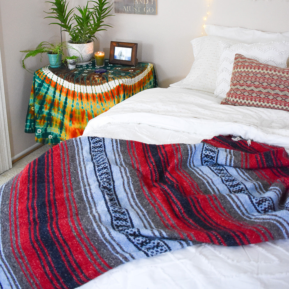 A cozy blanket for the bedroom that adds a touch of boho style inspired by travels to the southwest.