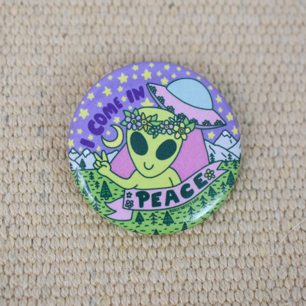 I Come in Peace Alien Button
