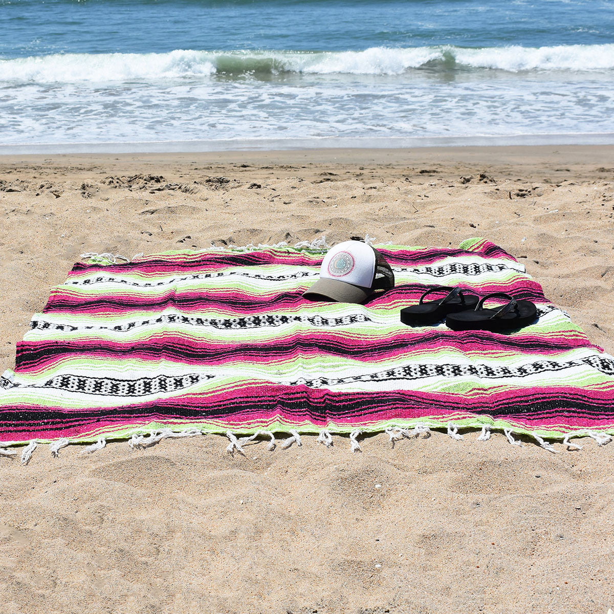 Boho beach blanket for cool summer style - Neon Candy Bohemian Fiesta Blanket.